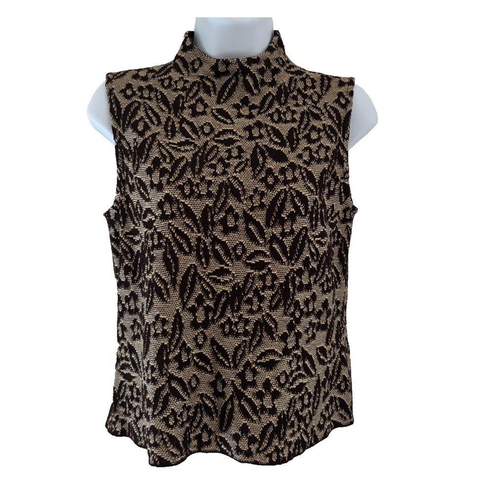 St John Knit Top Petite Small Gold Metallic Tapestry quiet Luxury Whimsigoth